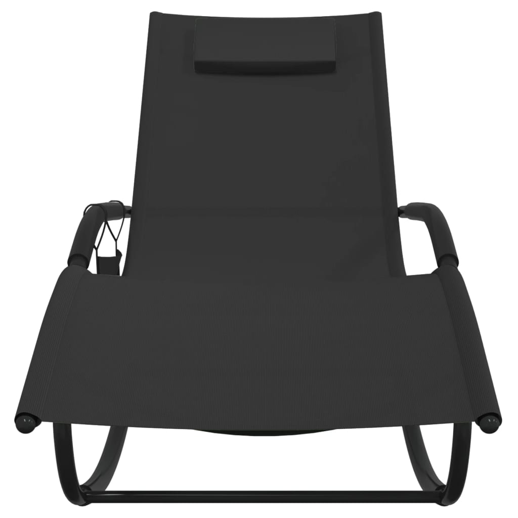 Rocking Sun Loungers 2 pcs Black Steel and Textilene