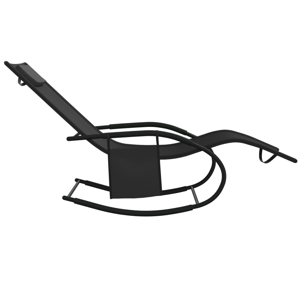 Rocking Sun Loungers 2 pcs Black Steel and Textilene