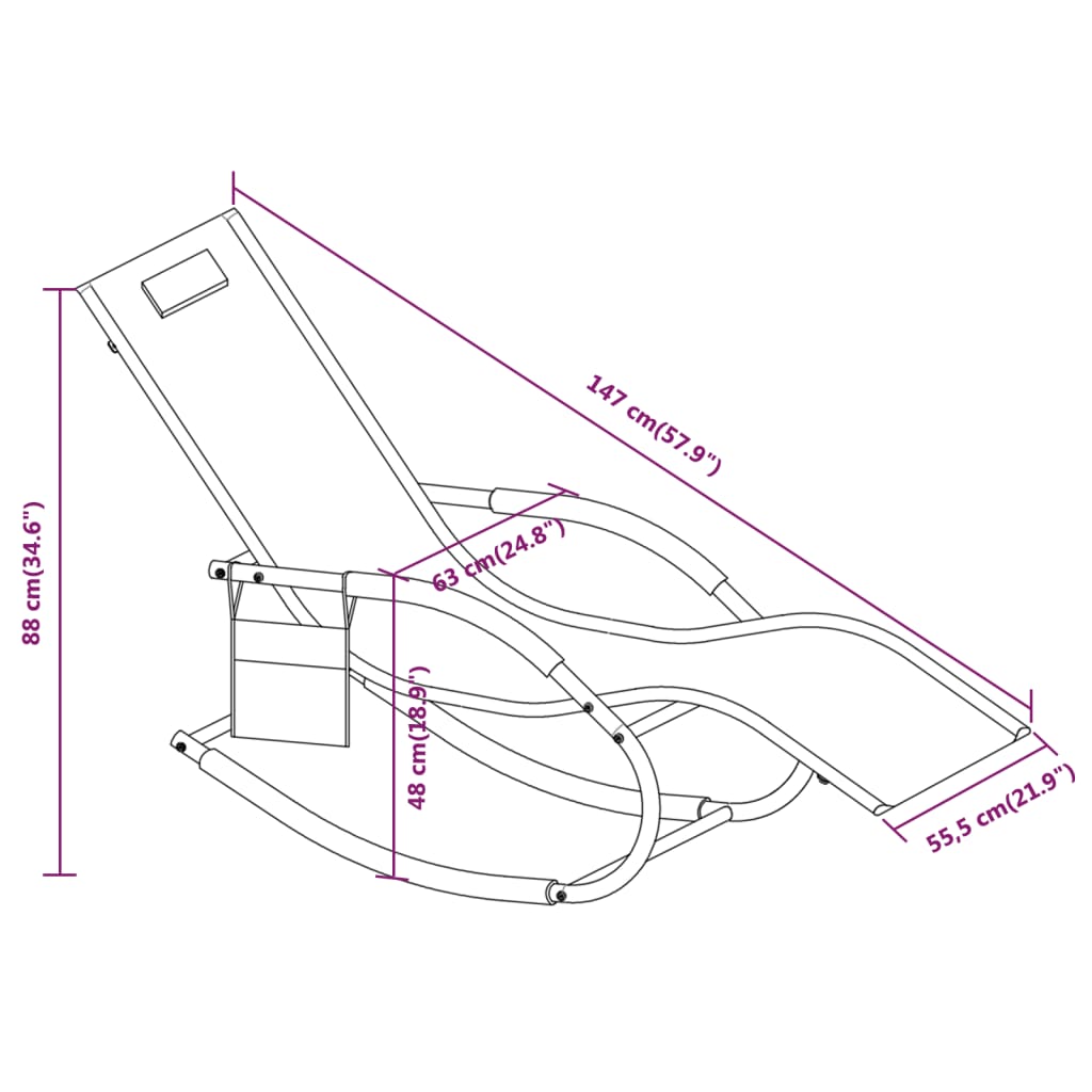 Rocking Sun Loungers 2 pcs Black Steel and Textilene