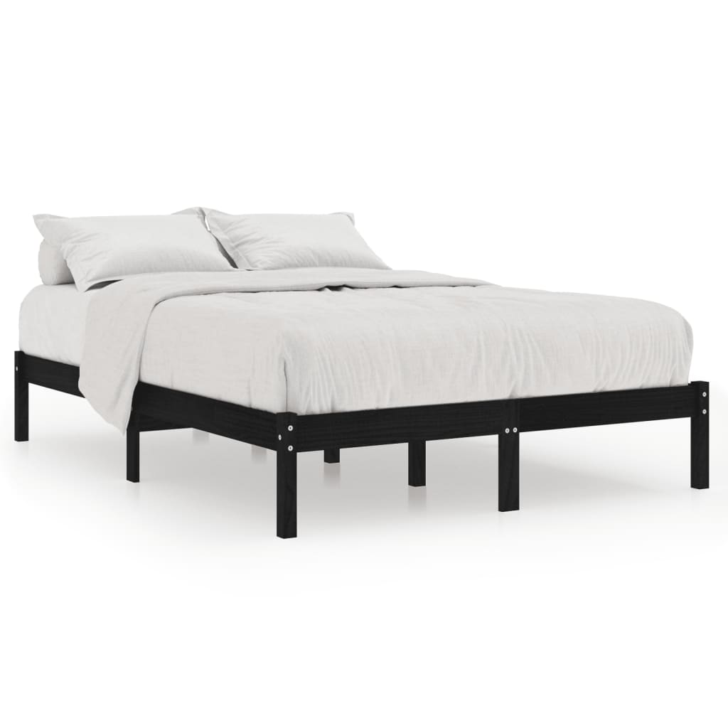 Bed Frame without Mattress Black Solid Wood 150x200 cm