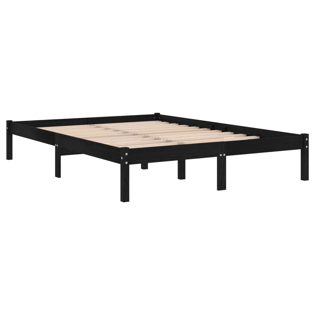 Bed Frame without Mattress Black Solid Wood 150x200 cm