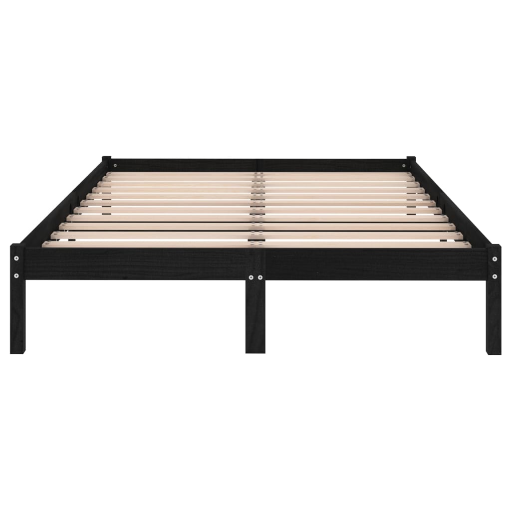 Bed Frame without Mattress Black Solid Wood 150x200 cm