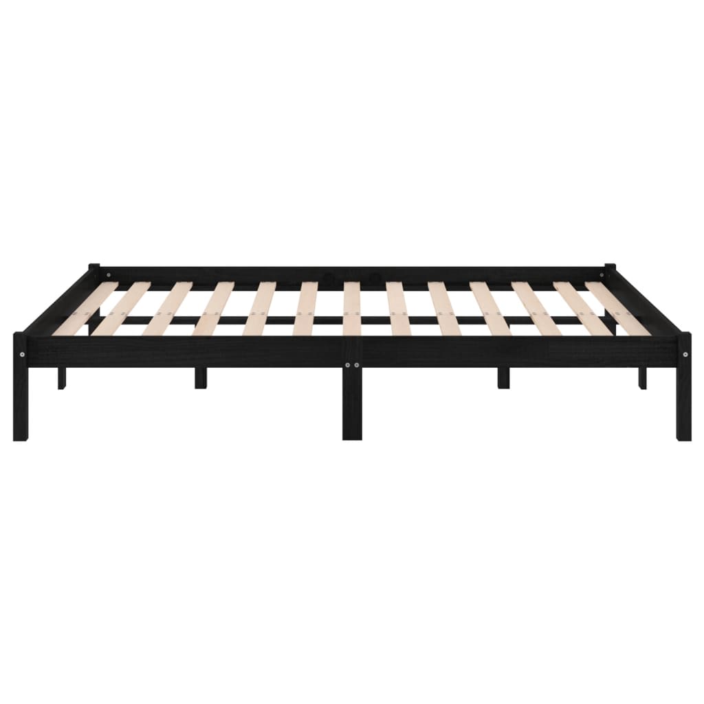 Bed Frame without Mattress Black Solid Wood 150x200 cm