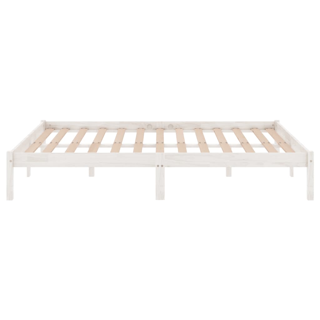 Bed Frame without Mattress White Solid Wood 183x203 cm King
