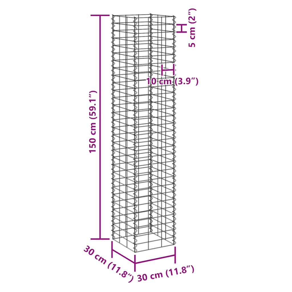 Gabion Raised Beds 3 pcs 30x30x150 cm Iron