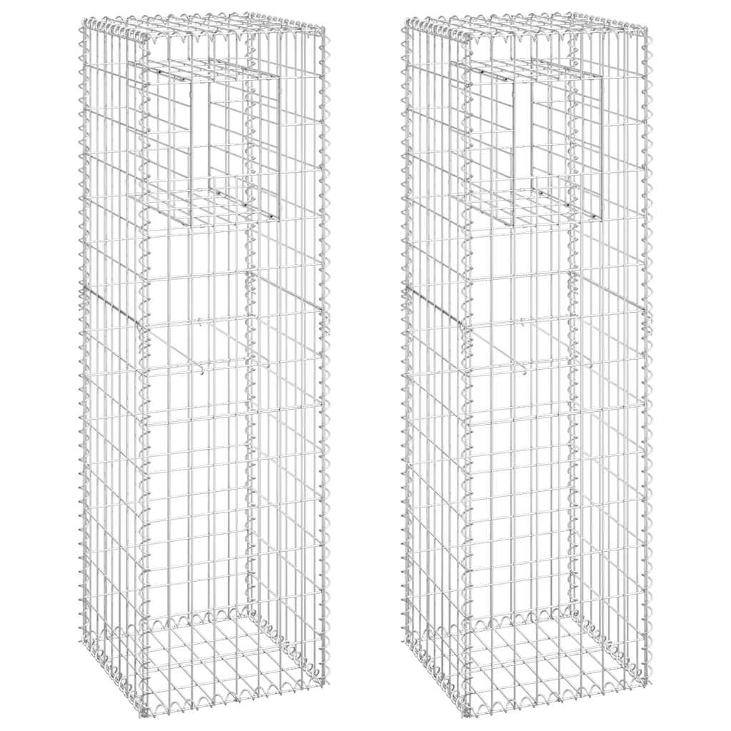 Gabion Basket Posts 2 pcs 40x40x140 cm Iron