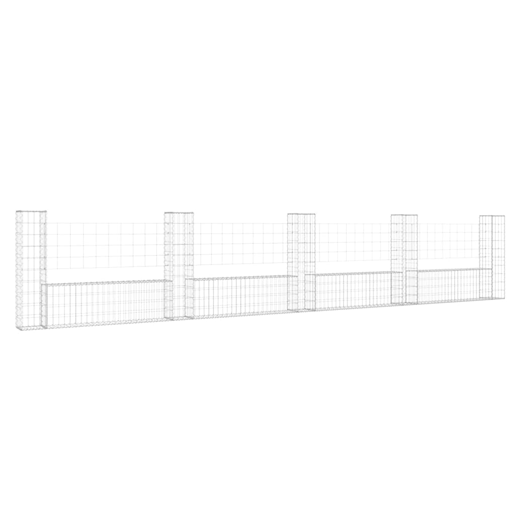 U-shape Gabion Basket with 5 Posts Iron 500x20x100 cm