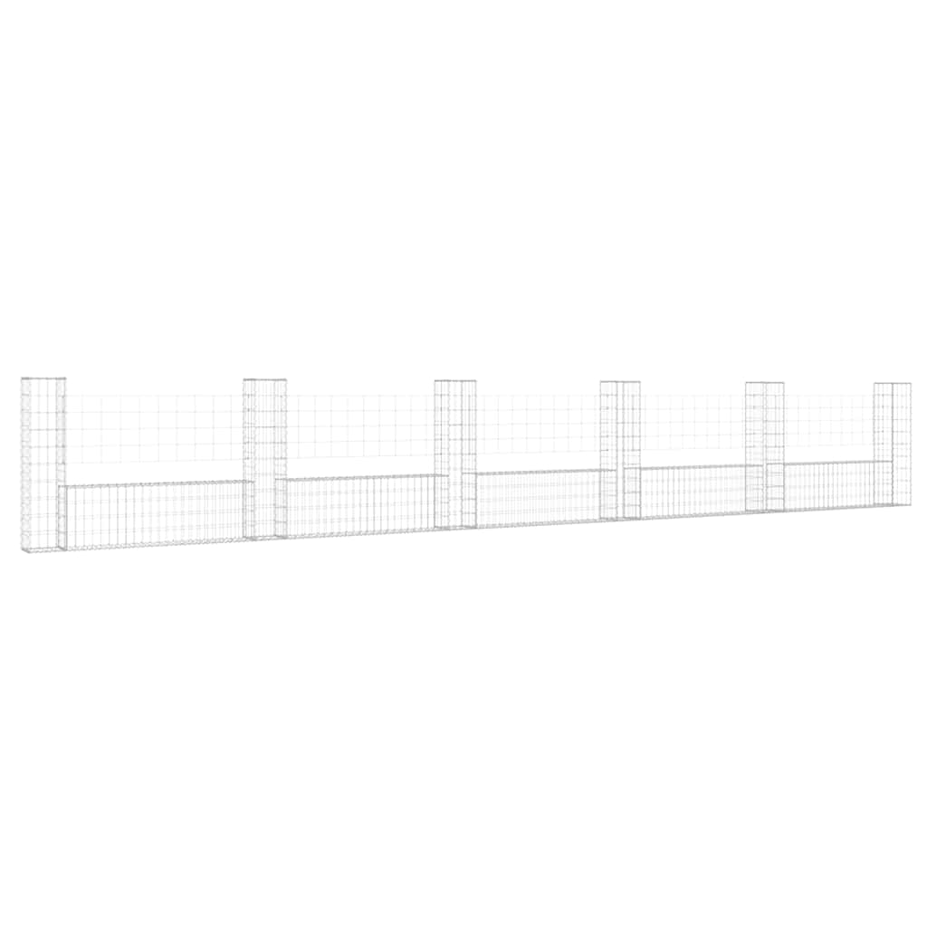 U-shape Gabion Basket with 6 Posts Iron 620x20x100 cm