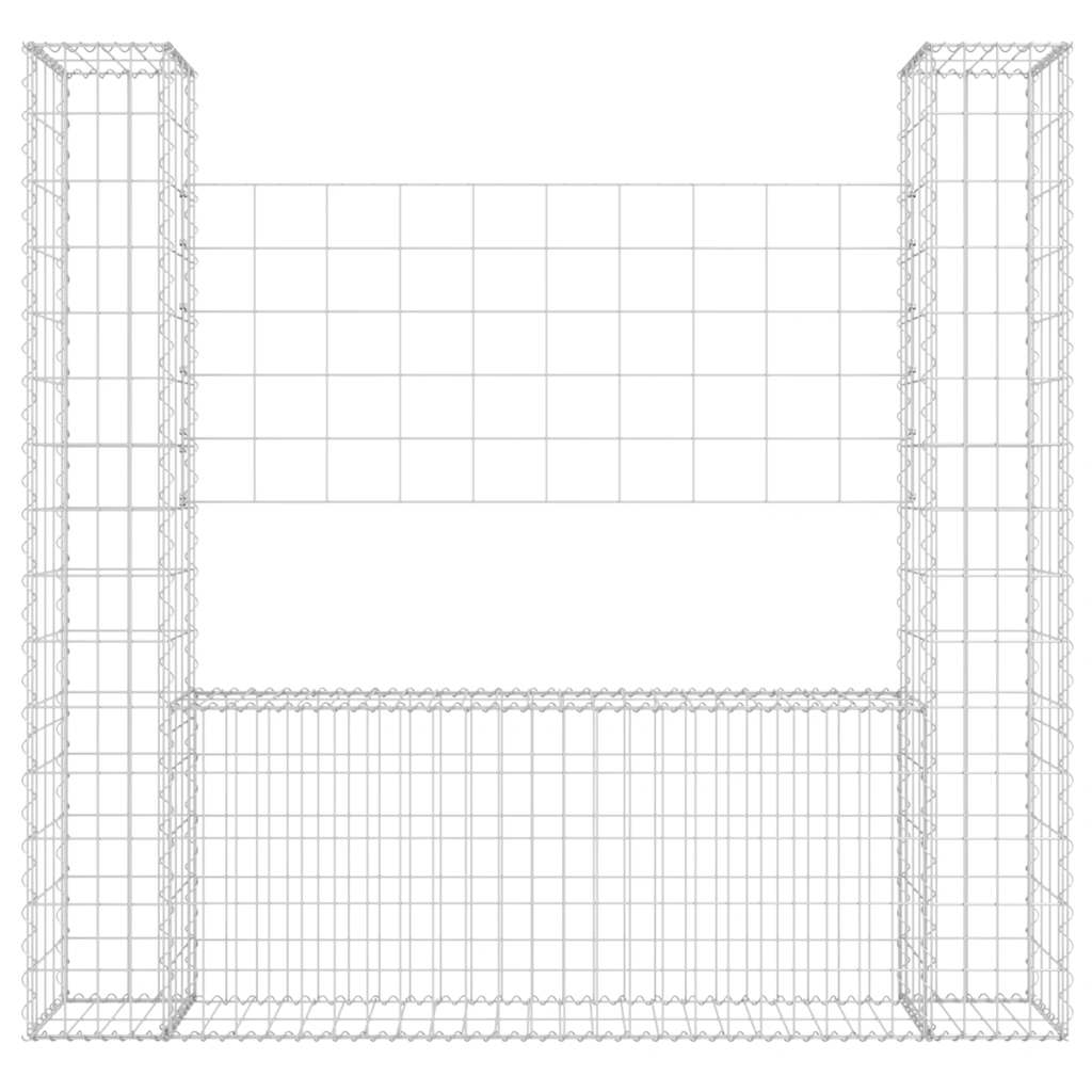 U-shape Gabion Basket with 2 Posts Iron 140x20x150 cm