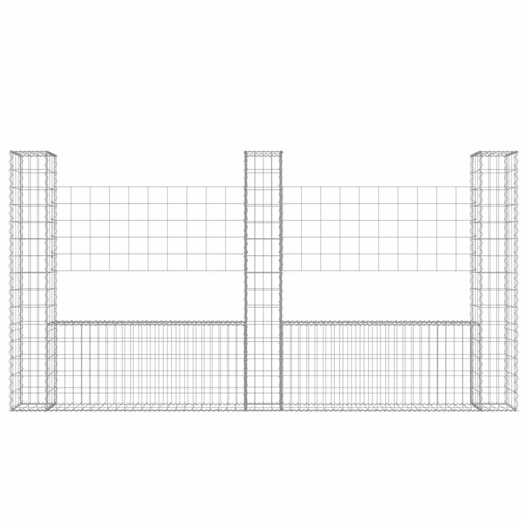 U-shape Gabion Basket with 3 Posts Iron 260x20x150 cm