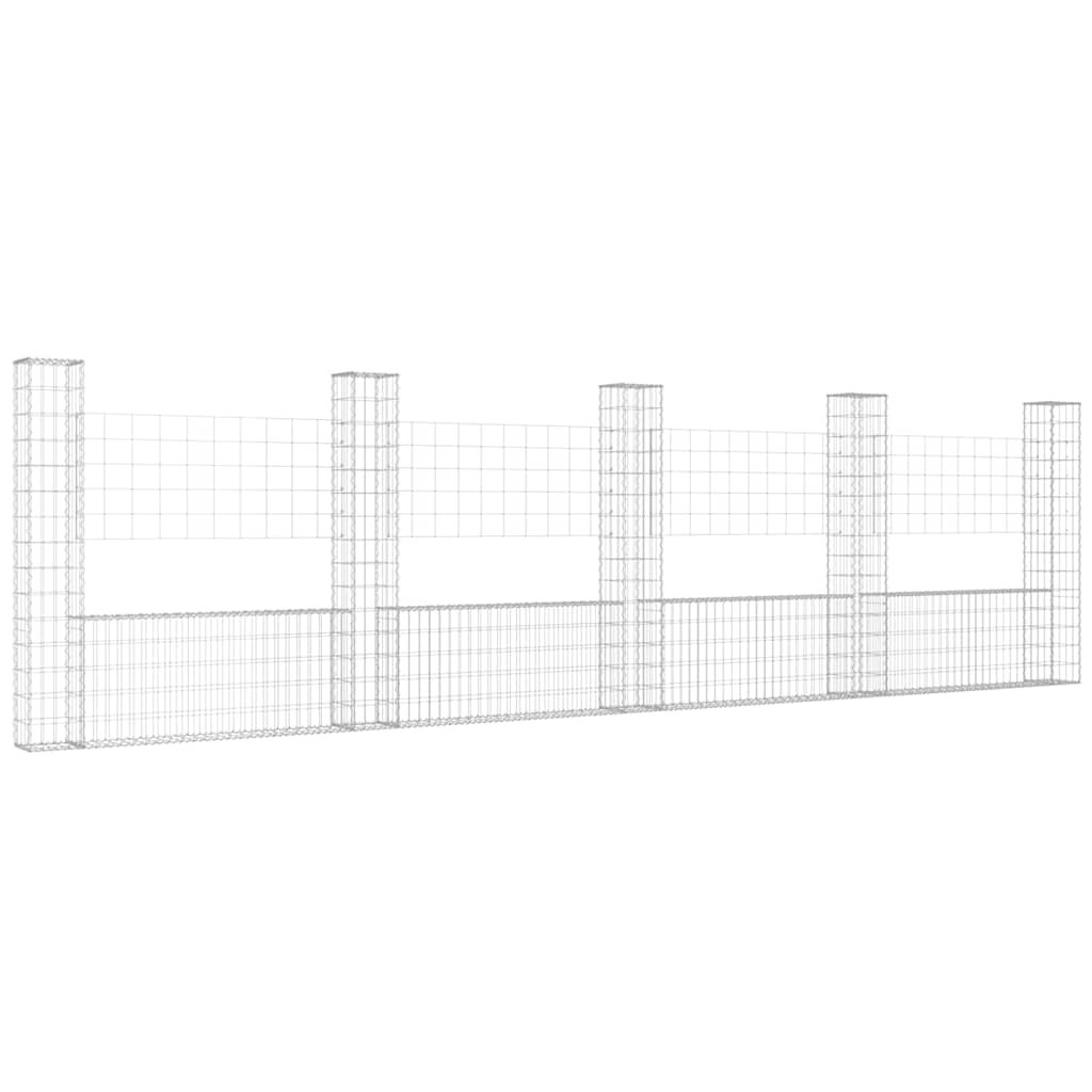U-shape Gabion Basket with 5 Posts Iron 500x20x150 cm