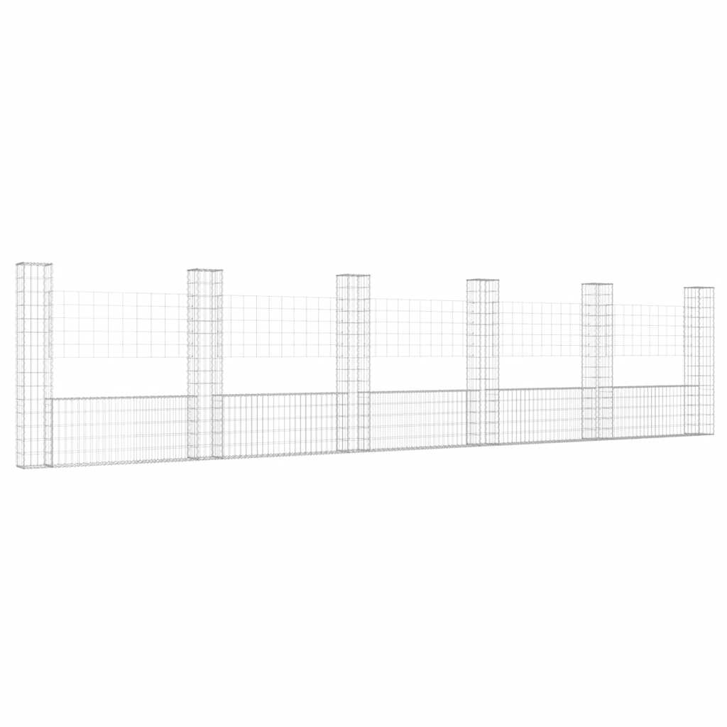 U-shape Gabion Basket with 6 Posts Iron 620x20x150 cm