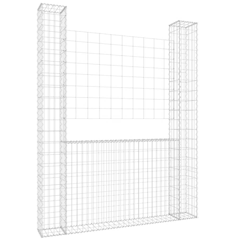 U-shape Gabion Basket with 2 Posts Iron 140x20x200 cm