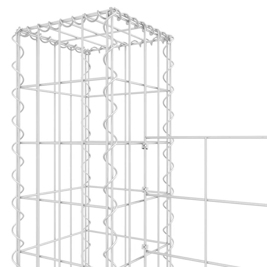 U-shape Gabion Basket with 4 Posts Iron 380x20x200 cm