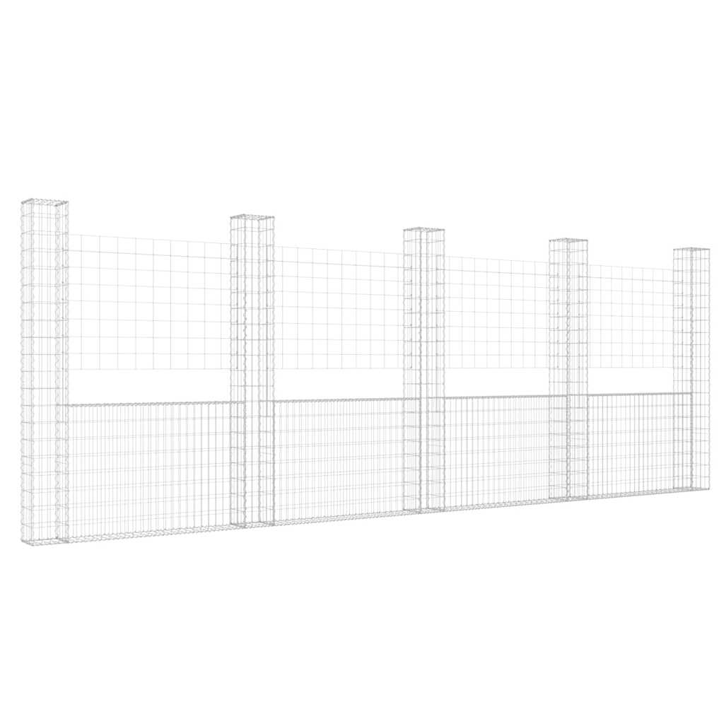 U-shape Gabion Basket with 5 Posts Iron 500x20x200 cm