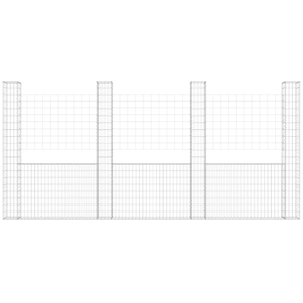 U-shape Gabion Basket with 5 Posts Iron 500x20x200 cm