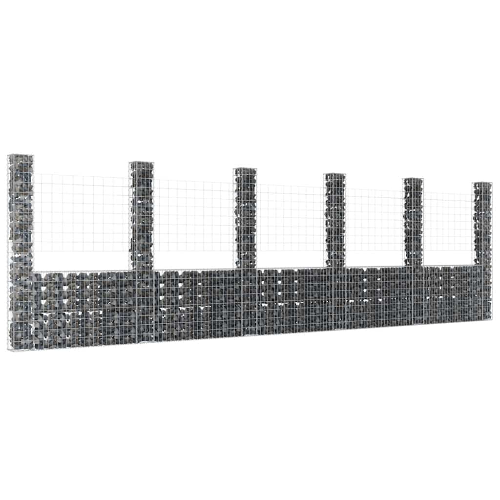 U-shape Gabion Basket with 6 Posts Iron 620x20x200 cm