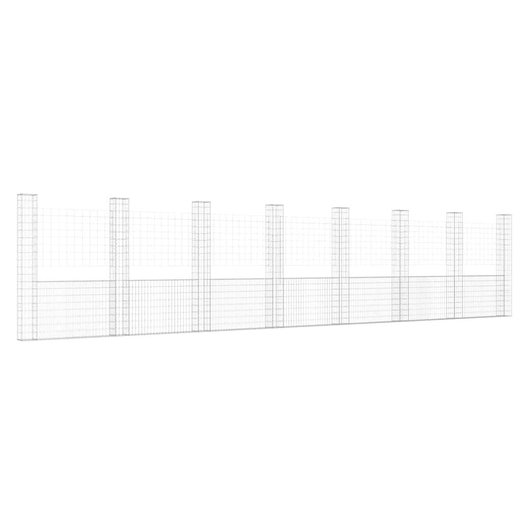 U-shape Gabion Basket with 8 Posts Iron 860x20x200 cm