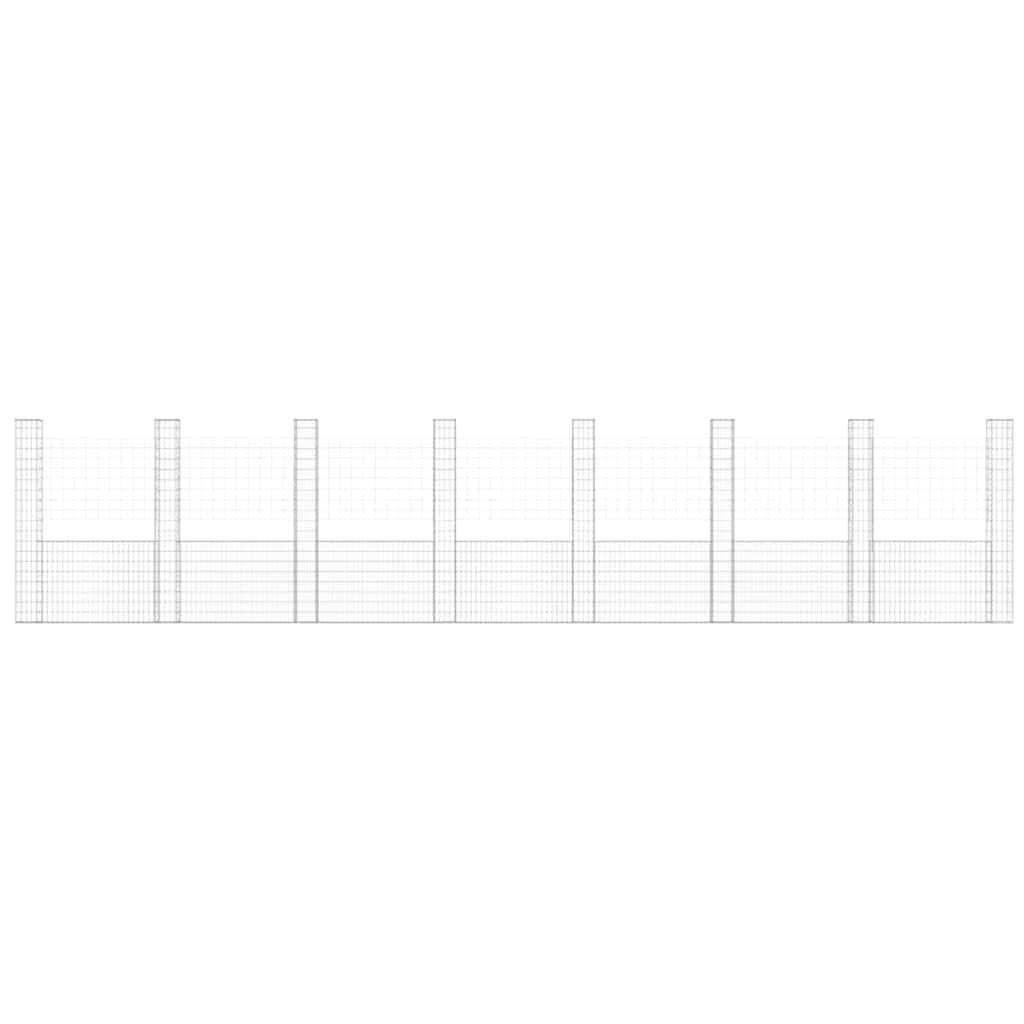 U-shape Gabion Basket with 8 Posts Iron 860x20x200 cm