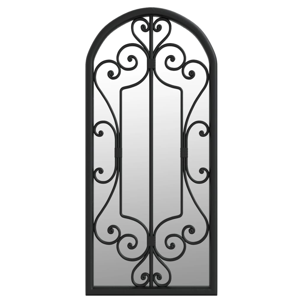 Garden Mirror Black 100x45 cm Iron for Outdoor Use