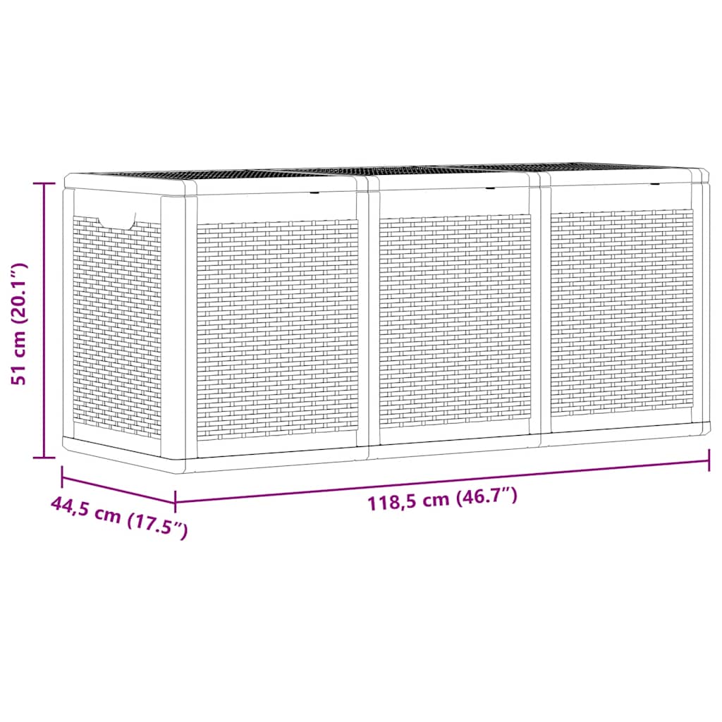 Garden Storage Box 270L Black PP Rattan