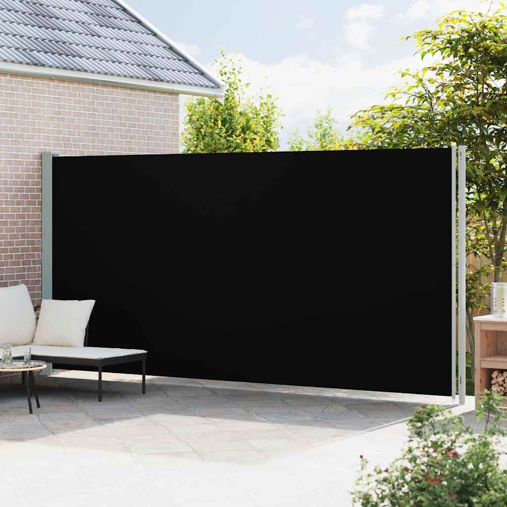 Patio Retractable Side Awning 220x614 cm Black