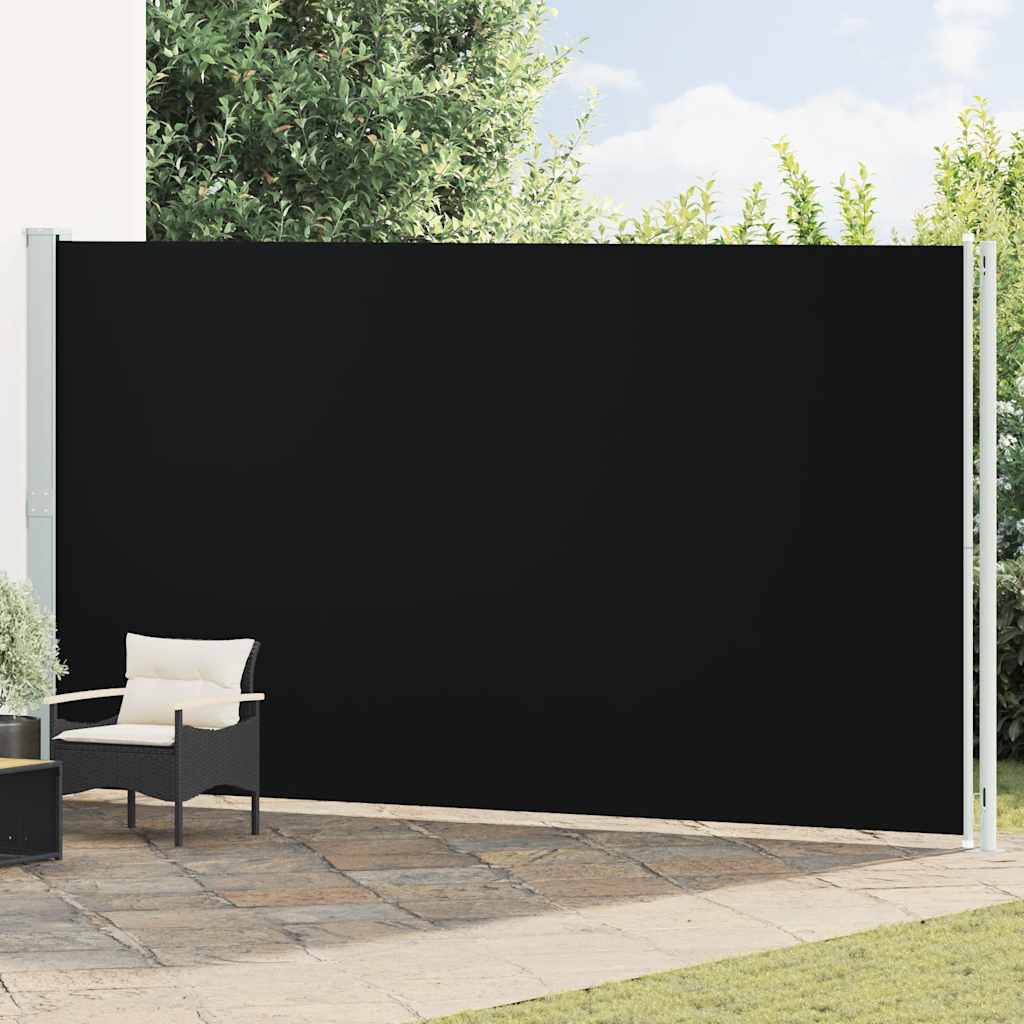Patio Retractable Side Awning 220x614 cm Black