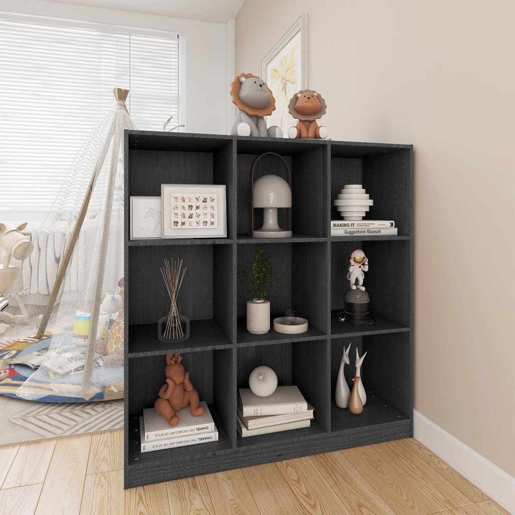 Book Cabinet/Room Divider Grey 104x33.5x110 cm Solid Pinewood