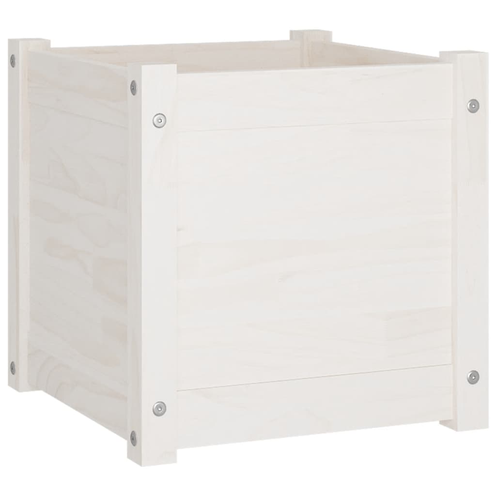 Garden Planters 2 pcs White 40x40x40 cm Solid Pinewood