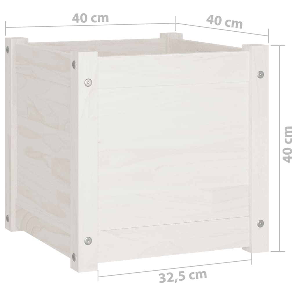 Garden Planters 2 pcs White 40x40x40 cm Solid Pinewood