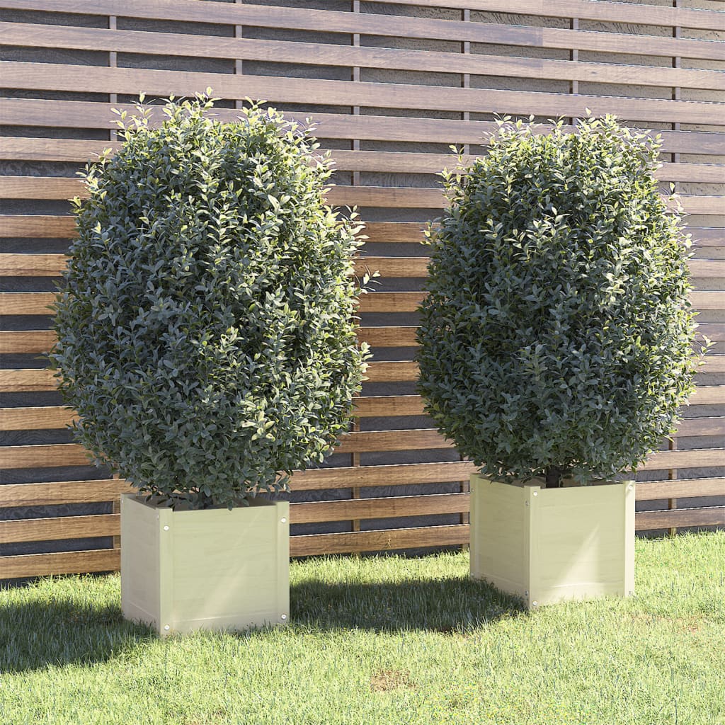 Garden Planters 2 pcs White 40x40x40 cm Solid Pinewood