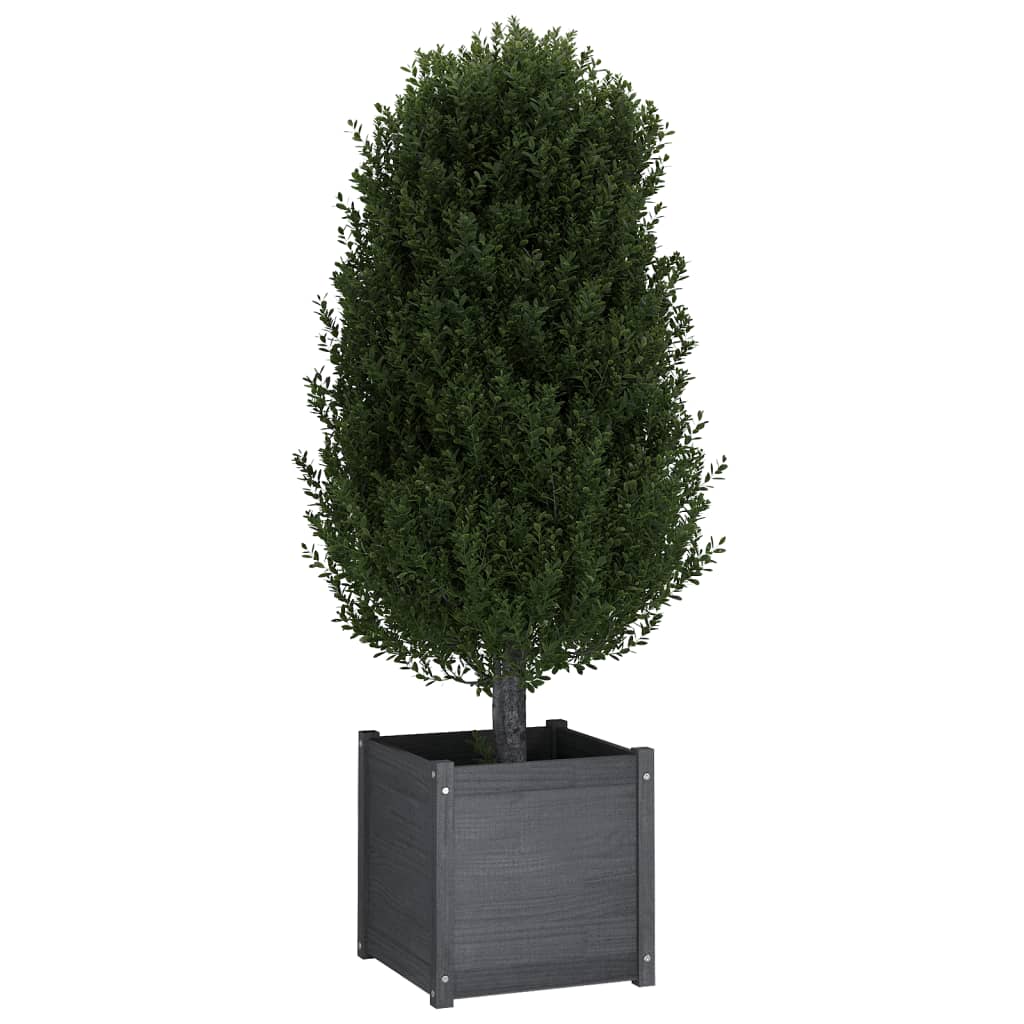 Garden Planter Grey 50x50x50 cm Solid Pinewood