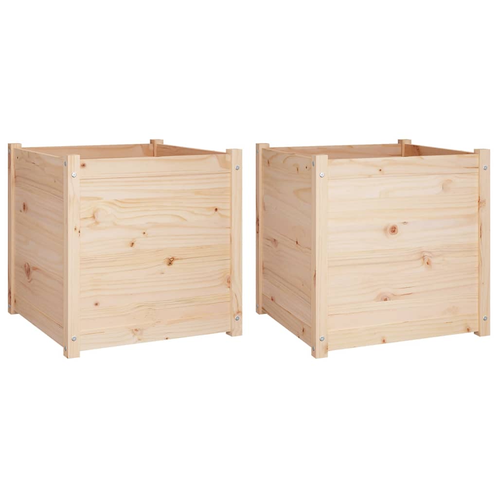 Garden Planters 2 pcs 60x60x60 cm Solid Pinewood