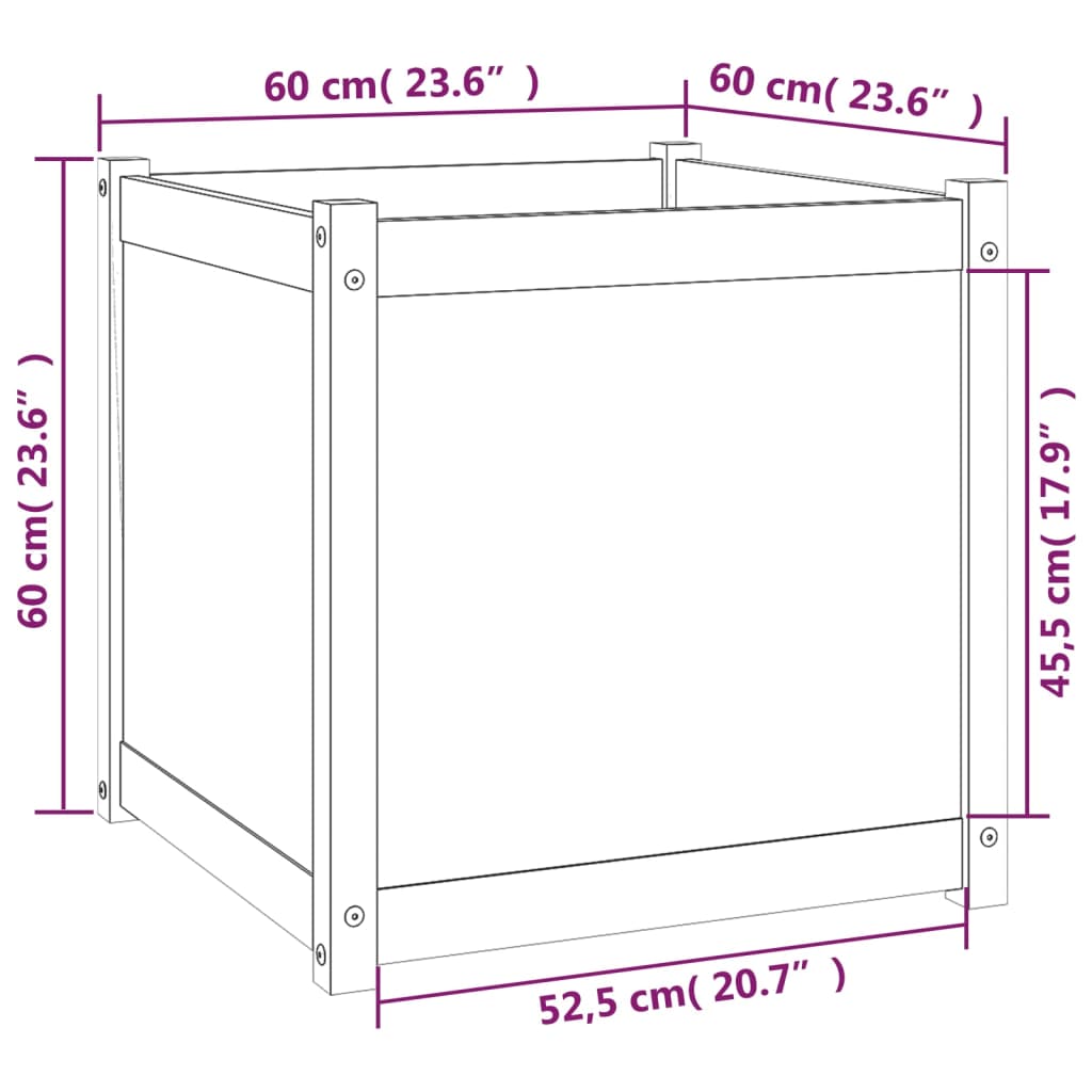 Garden Planters 2 pcs 60x60x60 cm Solid Pinewood