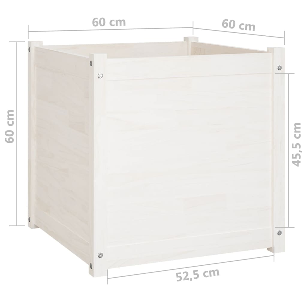 Garden Planters 2 pcs White 60x60x60 cm Solid Wood Pine