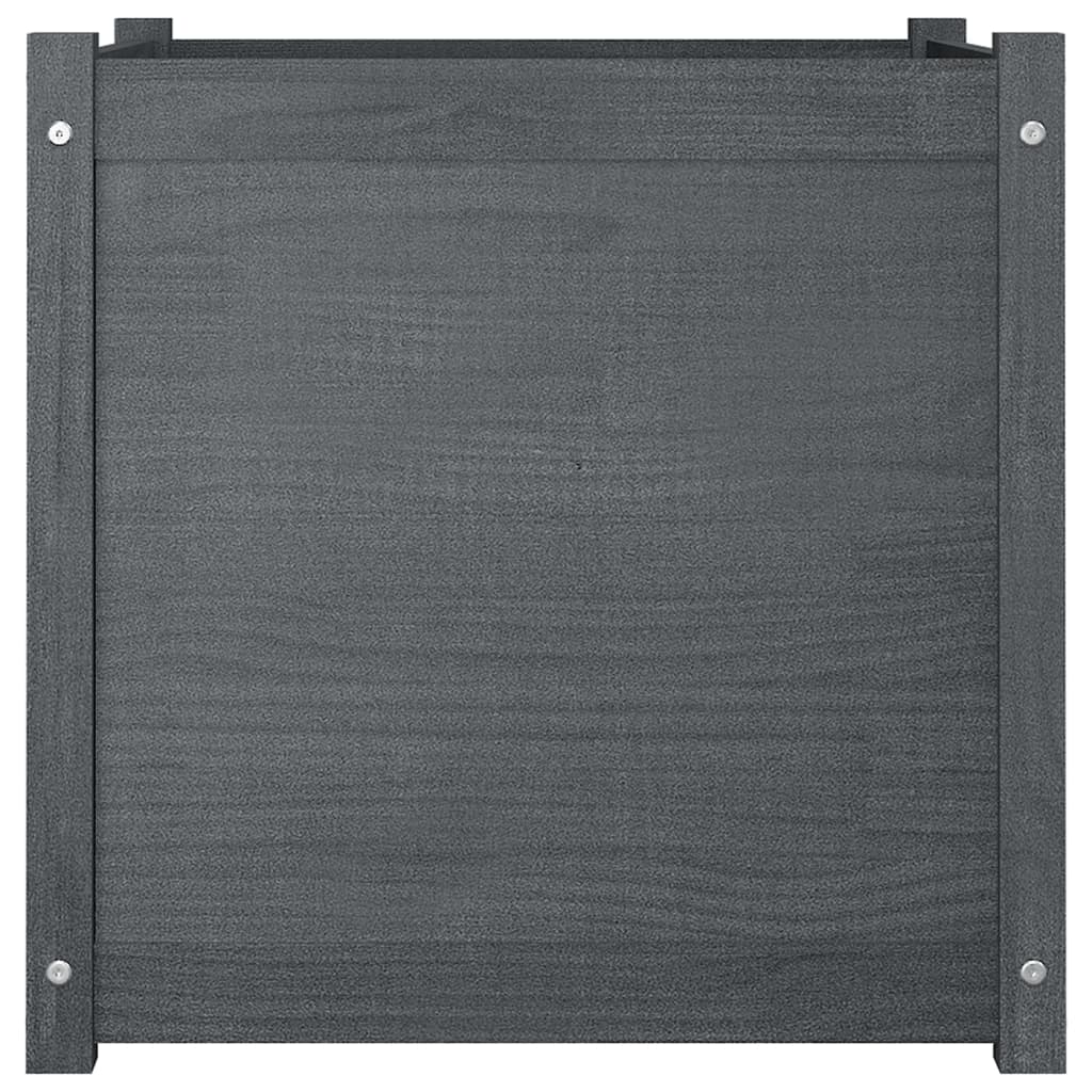 Garden Planters 2 pcs Grey 60x60x60 cm Solid Pinewood