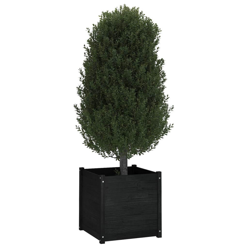 Garden Planter Black 60x60x60 cm Solid Pinewood