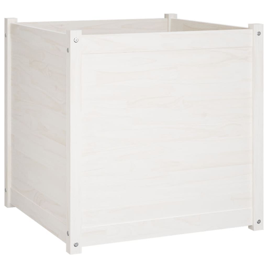 Garden Planter White 70x70x70 cm Solid Pinewood