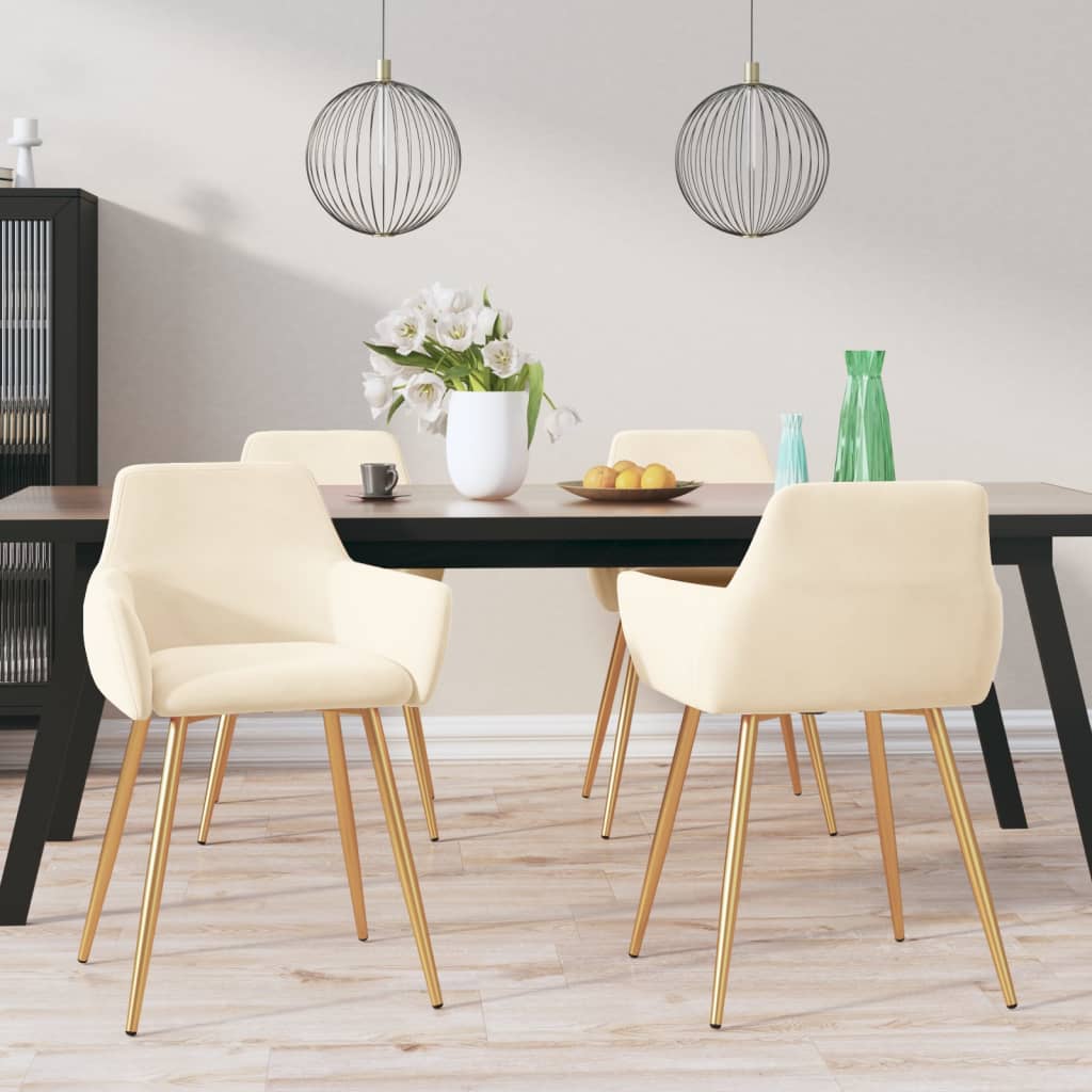 Dining Chairs 4 pcs Cream Velvet