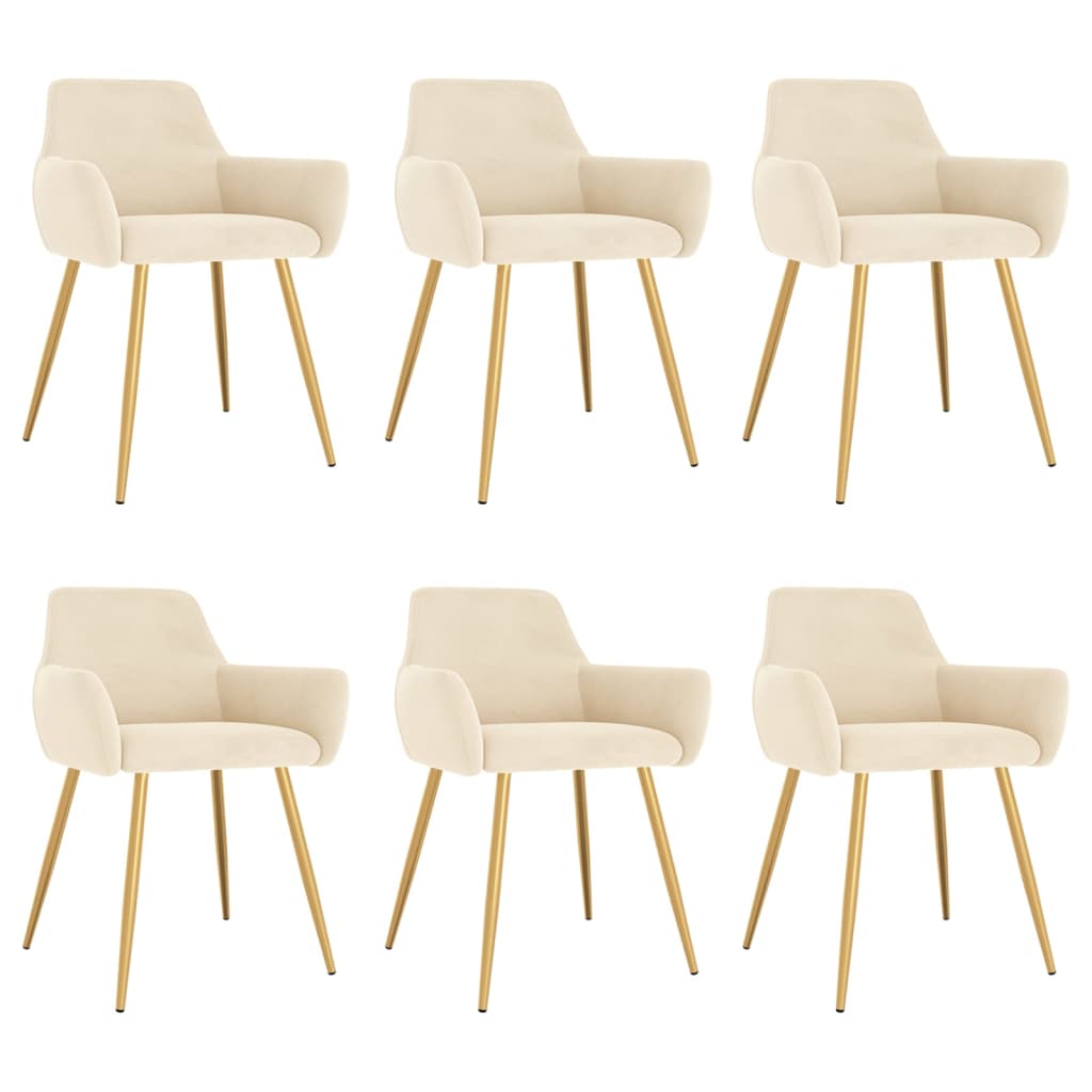Dining Chairs 6 pcs Cream Velvet