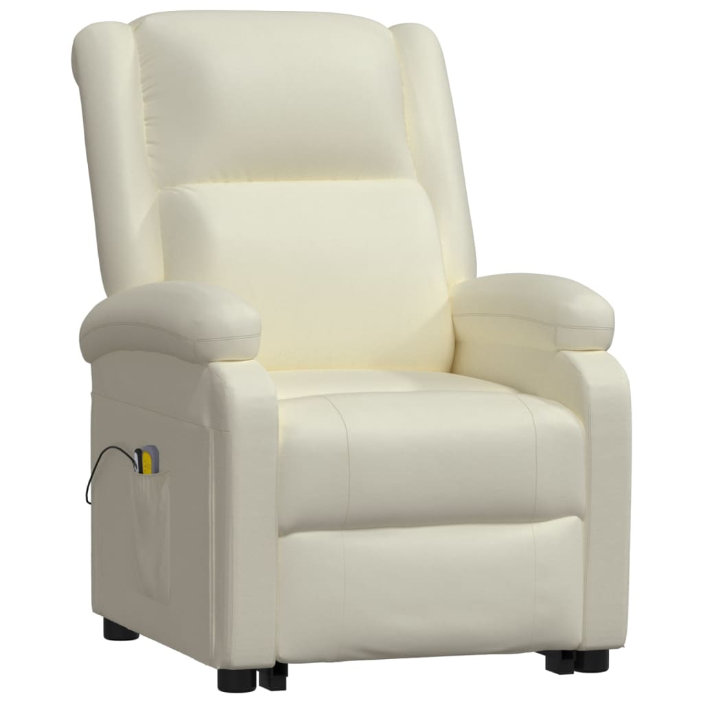 Stand up Massage Chair Cream Faux Leather