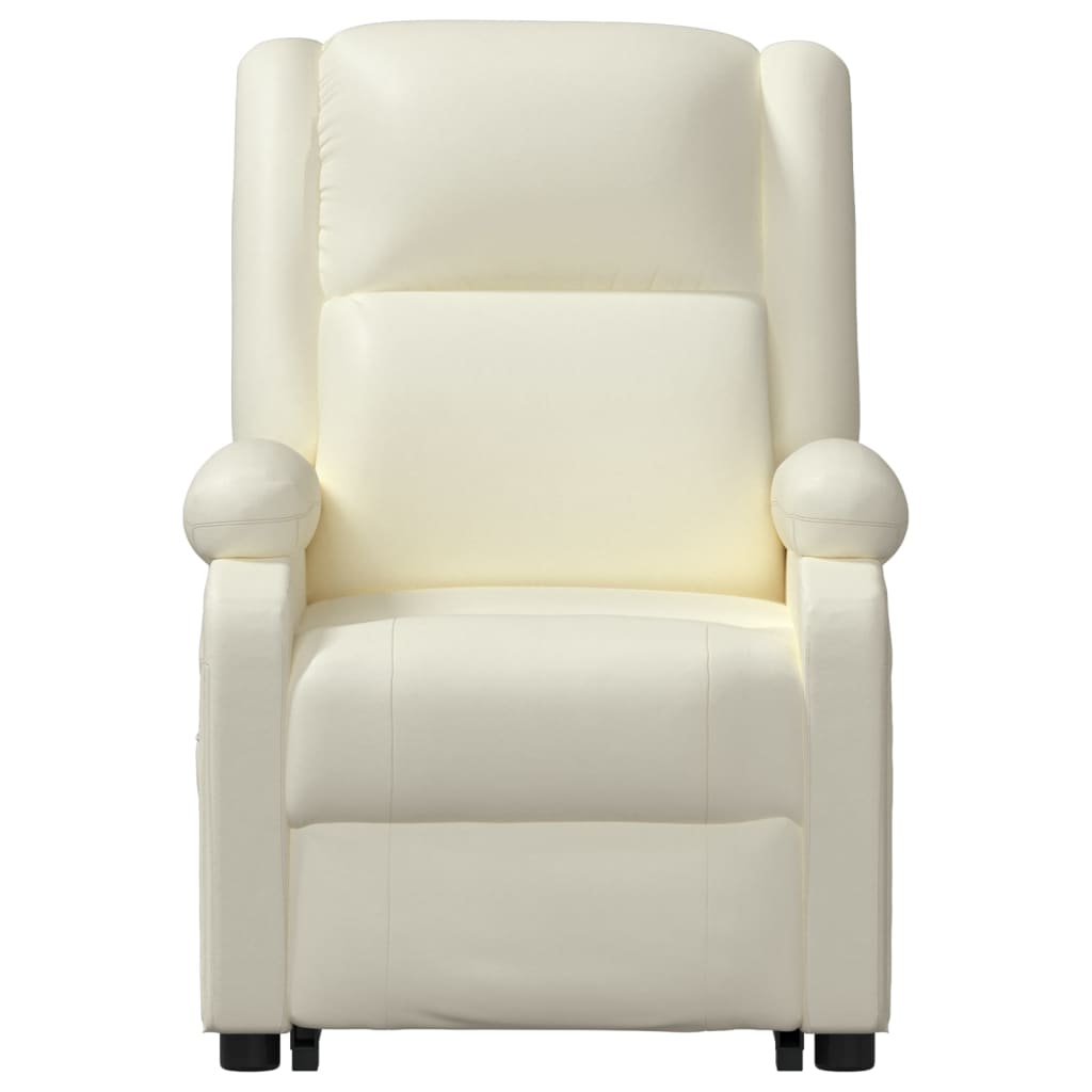 Stand up Massage Chair Cream Faux Leather
