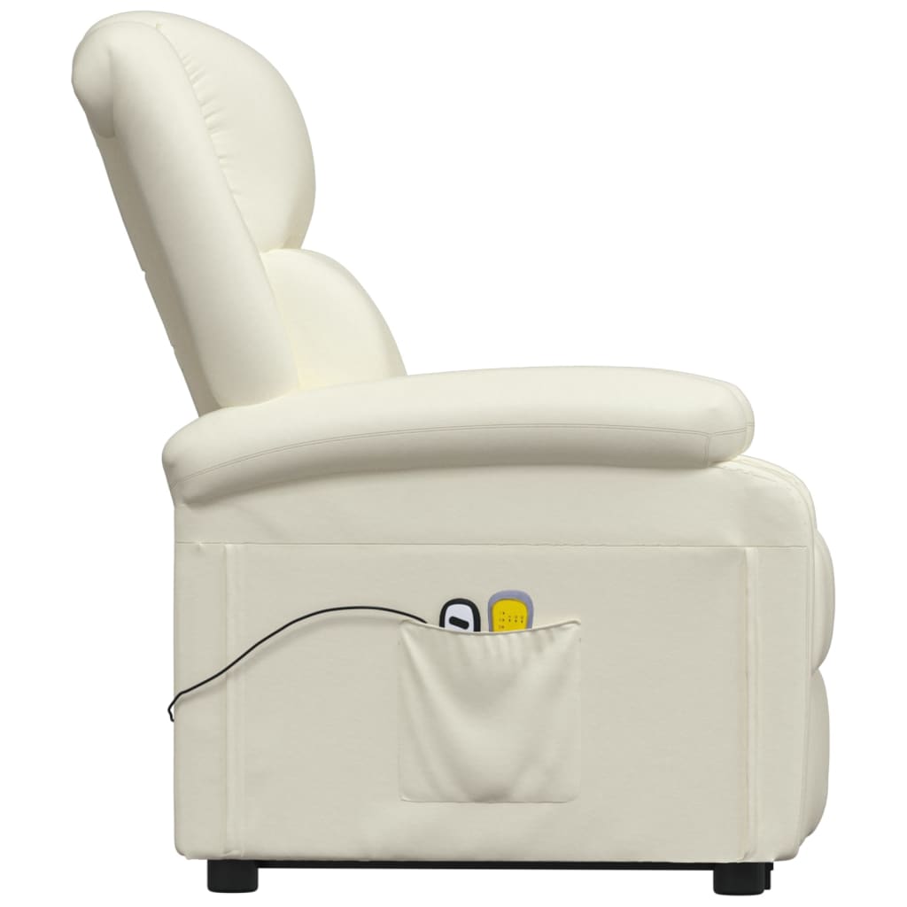 Stand up Massage Chair Cream Faux Leather