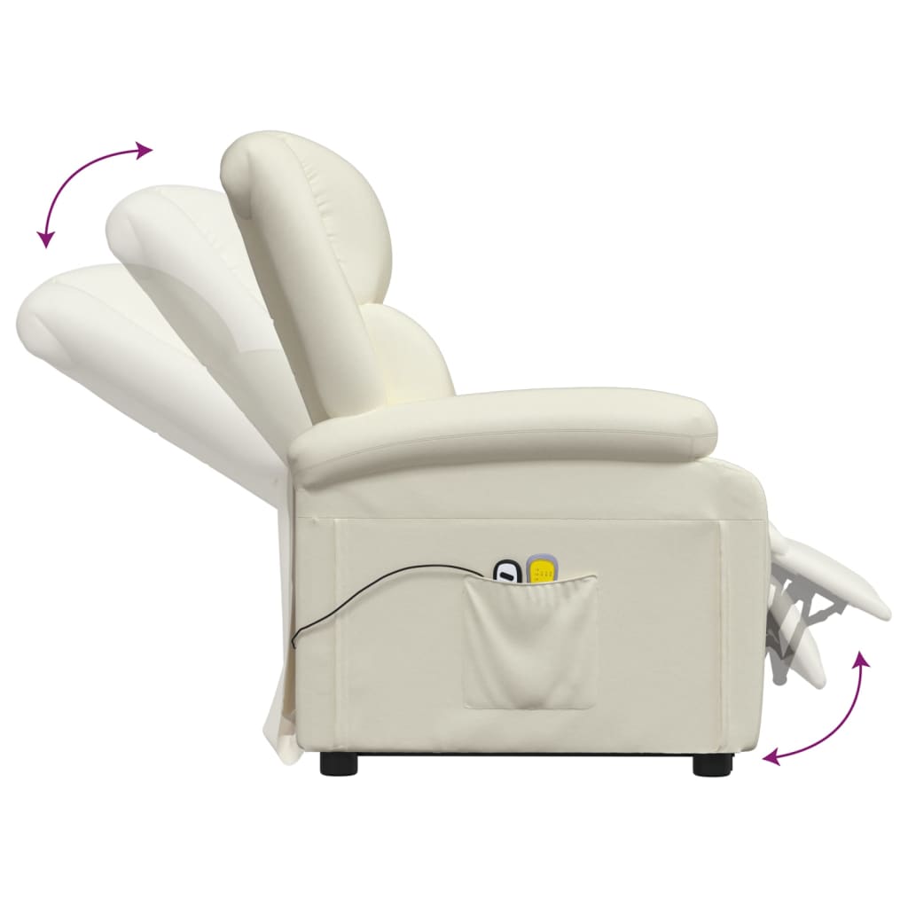 Stand up Massage Chair Cream Faux Leather
