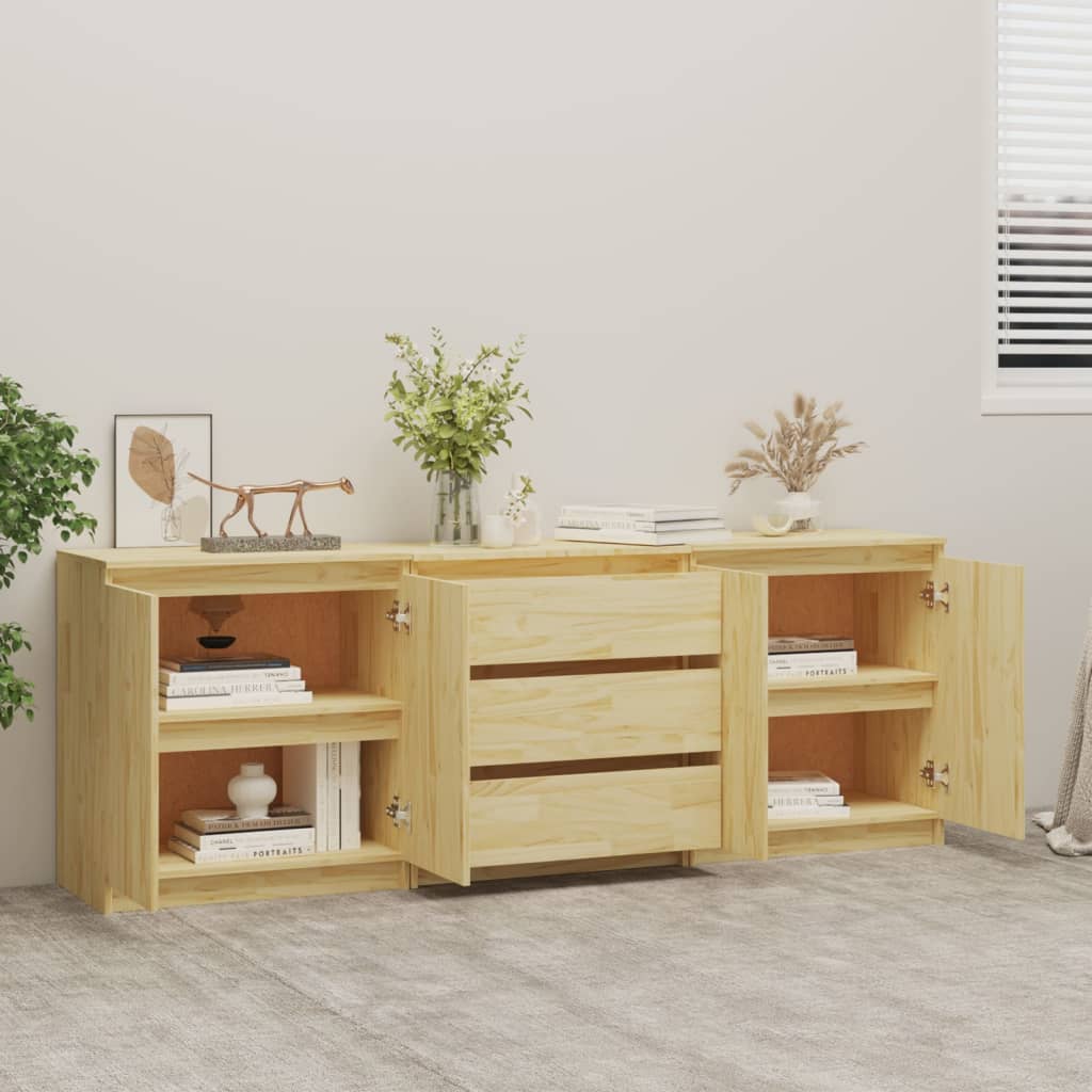 Side Cabinet 180x36x65 cm Solid Pinewood