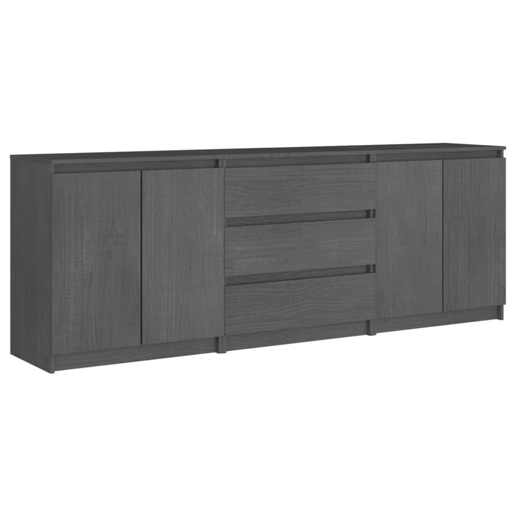 Side Cabinet Grey 180x36x65 cm Solid Pinewood