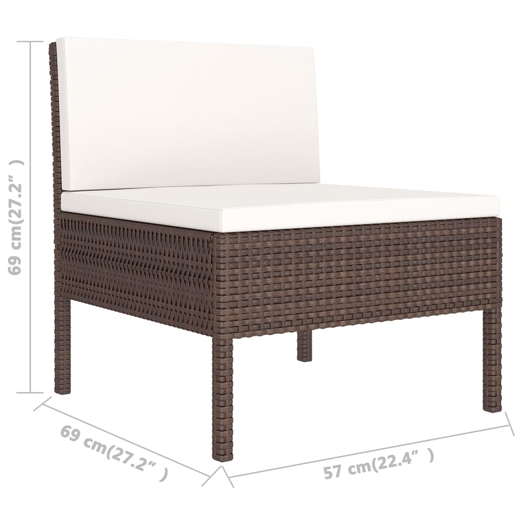 9 Piece Garden Lounge Set with Cushions Poly Rattan Brown