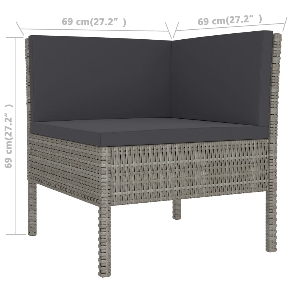 11 Piece Garden Lounge Set with Cushions Poly Rattan Grey