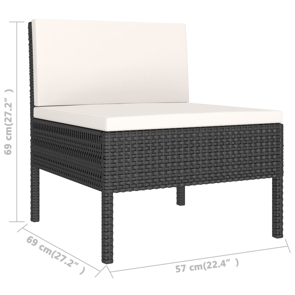 12 Piece Garden Lounge Set with Cushions Poly Rattan Black