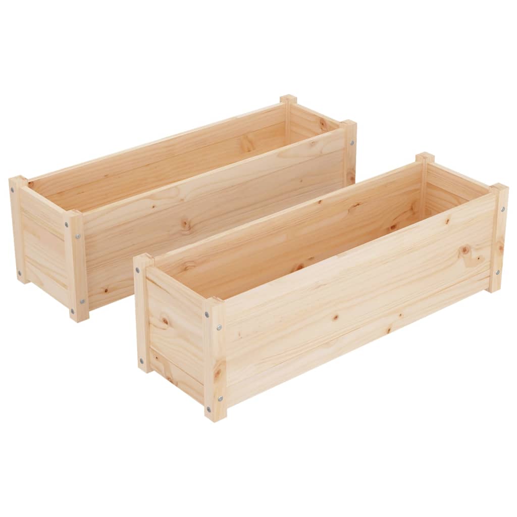 Garden Planters 2 pcs 100x31x31 cm Solid Pinewood